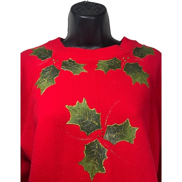 Hanes Her Way Christmas Sweatshirt Pullover Red Vintage Holiday Festive Shirt - Picture 3 of 12